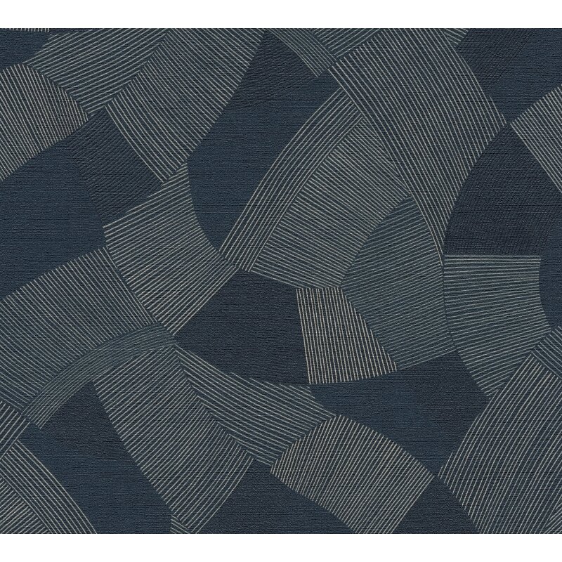 Edle Vliestapete mit Muster in Blau & Beige (Cuba II) (KG-177172)