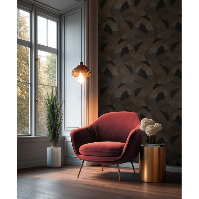 Muster-Muster Vliestapete im Schwarz-Ton - Cuba II Serie (KG-177174)