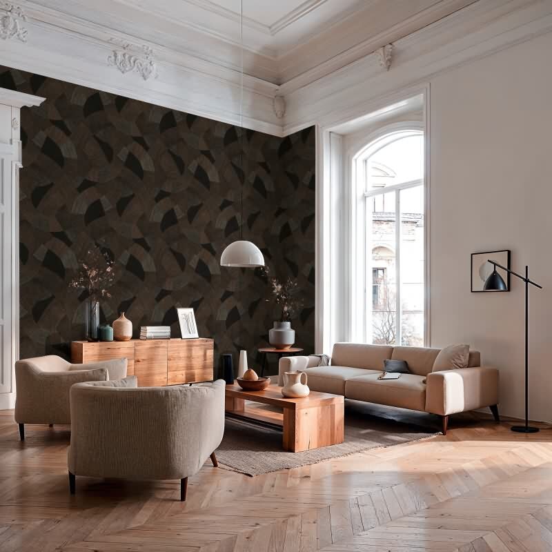 Muster-Muster Vliestapete im Schwarz-Ton - Cuba II Serie (KG-177174)