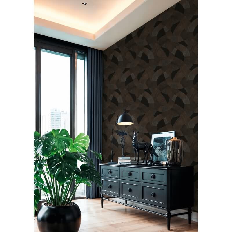 Muster-Muster Vliestapete im Schwarz-Ton - Cuba II Serie (KG-177174)