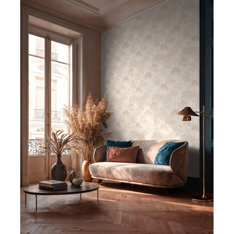 Elegante Vliestapete Beige-Bäume & Wald - Exklusiv Cuba II (KG-177179)
