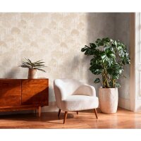 Elegante Vliestapete Beige-B&auml;ume &amp; Wald -...