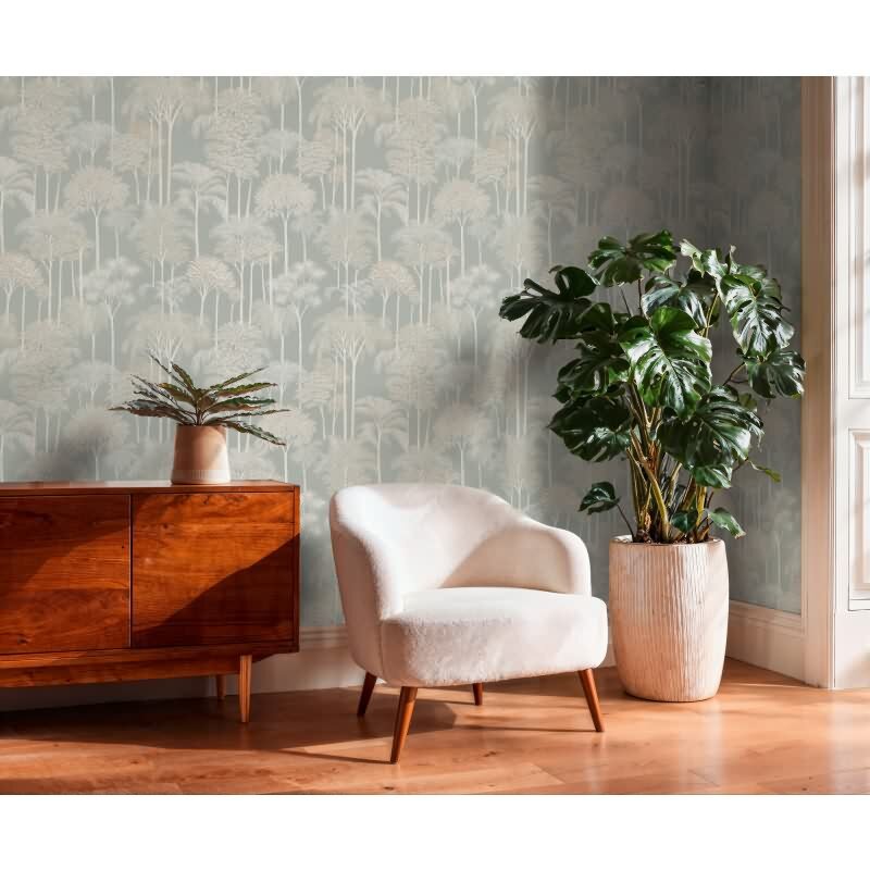 Edle Vliestapete mit Bäume & Wald in Beige & Grün (Cuba II) (KG-177180)