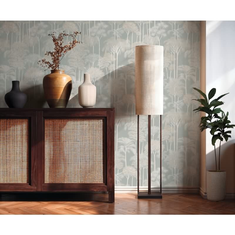 Edle Vliestapete mit Bäume & Wald in Beige & Grün (Cuba II) (KG-177180)