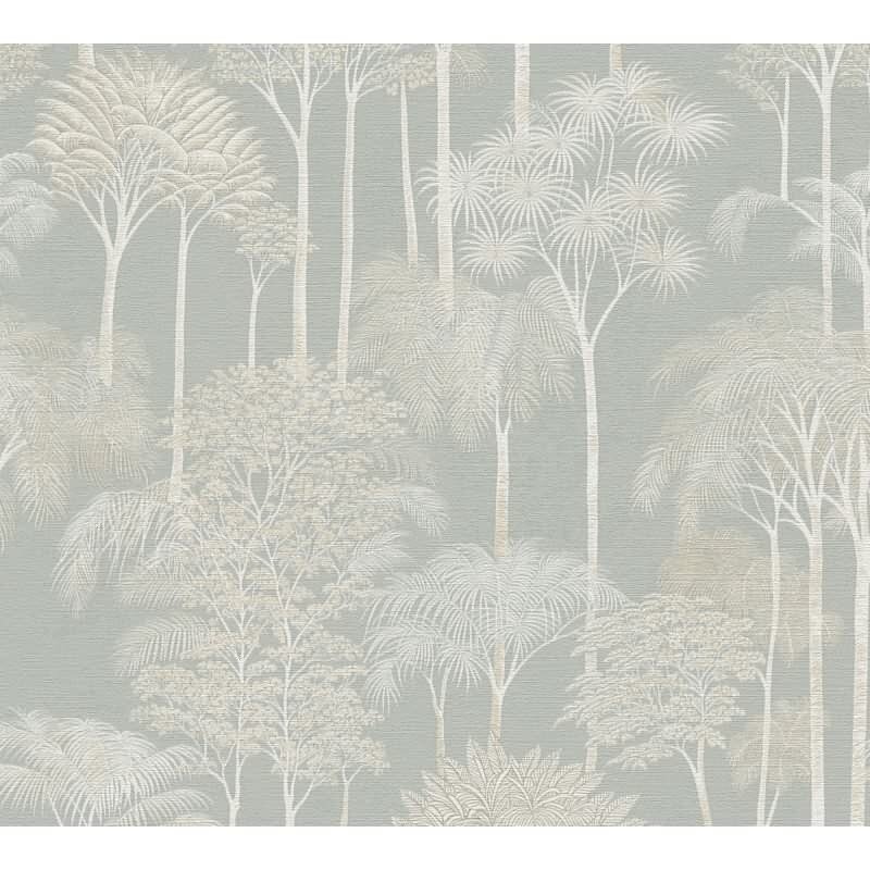 Edle Vliestapete mit Bäume & Wald in Beige & Grün (Cuba II) (KG-177180)