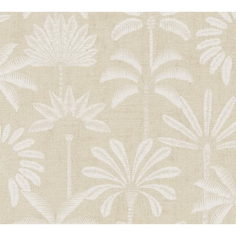 Stilvolle Bäume & Wald-Tapete Beige mit Weiß aus Cuba II (KG-177184)