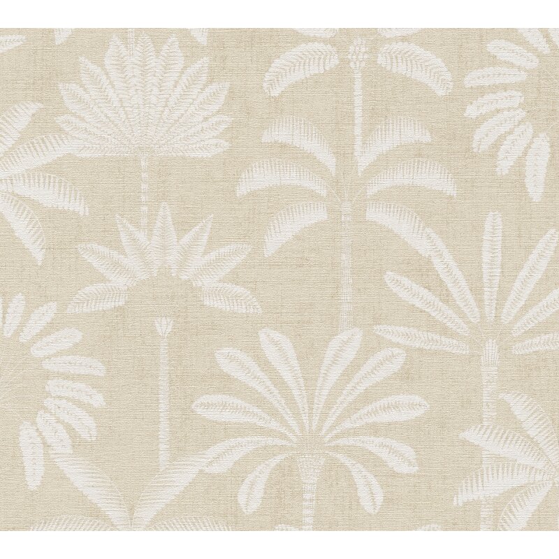 Stilvolle Bäume & Wald-Tapete Beige mit Weiß aus Cuba II (KG-177184)