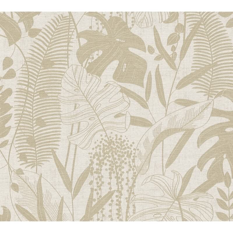 Hochwertige Vliestapete Blätter & Zweige Beige - Cuba II (KG-177188)
