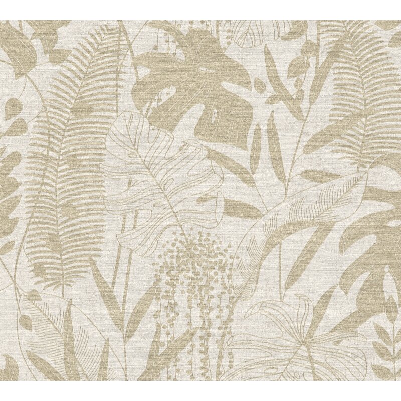 Hochwertige Vliestapete Blätter & Zweige Beige - Cuba II (KG-177188)