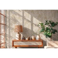Hochwertige Vliestapete Bl&auml;tter &amp; Zweige Beige -...