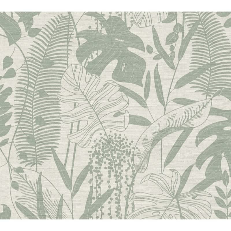 Elegante Vliestapete Beige-Blätter & Zweige - Exklusiv Cuba II (KG-177189)