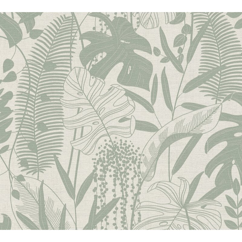 Elegante Vliestapete Beige-Blätter & Zweige - Exklusiv Cuba II (KG-177189)