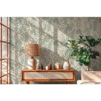 Elegante Vliestapete Beige-Bl&auml;tter &amp; Zweige -...