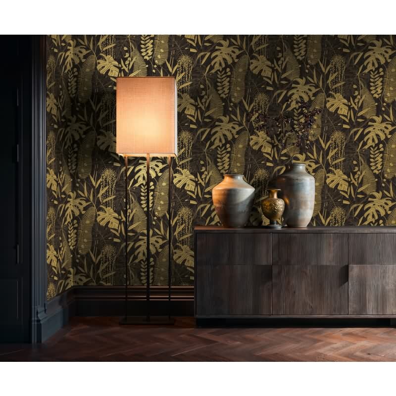 AS-Creations Cuba II: Vliestapete mit Blätter & Zweige-Design in Schwarz (KG-177190)