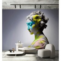 Clio Designtapete - Grau, Silber &amp; Gelb, Blauiger 3d...