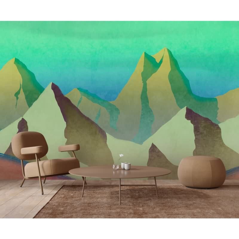 Altitude 2 Dekorationstapete - Grün & Türkis, Brauniger berge auf hochwertigem Vlies von AS-Creation (KG-177209)