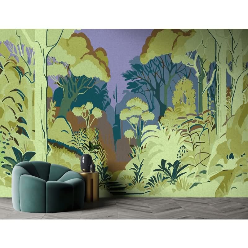 Runa - Grün & Lila, Flieder, Brauniger Moderne Wandgestaltung mit vliestapete von AS-Creation (KG-177213)