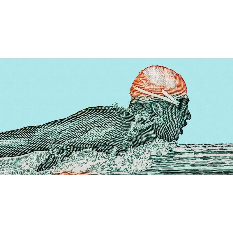 Aquaman Kunsttapete - Blau & Orange, Schwarziger menschen-Effekt in Vliestechnik von Walls by Patel 4 (KG-177218)