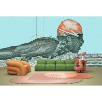 Aquaman Kunsttapete - Blau &amp; Orange, Schwarziger...