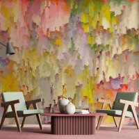 Opulea Dekorationstapete - Rosa, Rose & Gelb,...