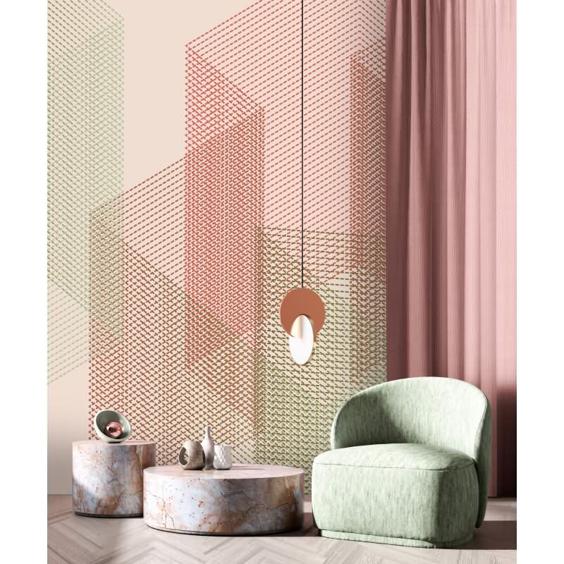 Mesh 2 - Rosa, Rose & Grün, Beigeiger Moderne Wandgestaltung mit vliestapete von AS-Creation (KG-177243)