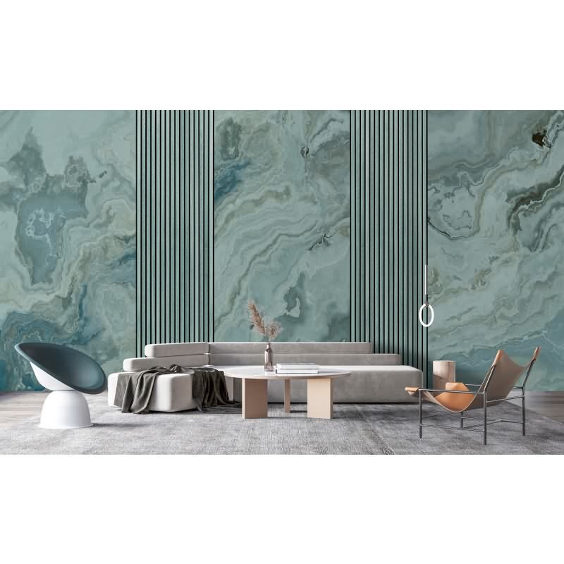 Travertino 1 - Blau & Grau, Silber, Schwarziger Kunstvolle Vliestapete in vliestapete von AS-Creation (KG-177250)