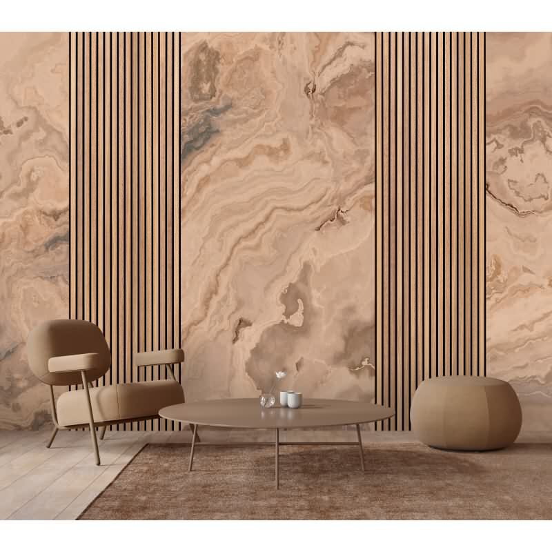 Travertino 2 - Braun & Beige, Creme, Schwarziger Digitaldruck-Vliestapete aus der Walls by Patel 4 Kollektion (KG-177251)