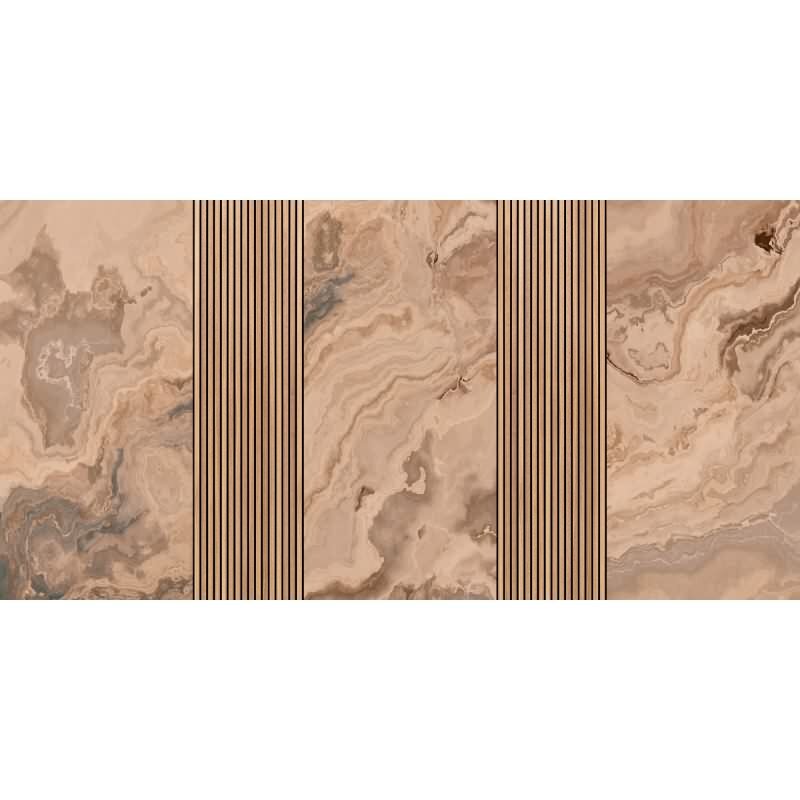 Travertino 2 - Braun & Beige, Creme, Schwarziger Digitaldruck-Vliestapete aus der Walls by Patel 4 Kollektion (KG-177251)