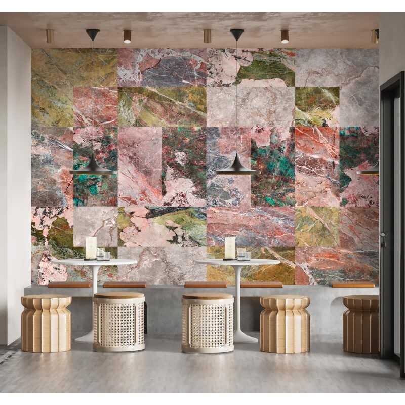 Mixed Marble - Bunt & Grün, Beigeiger Kunstvolle Vliestapete in vliestapete von AS-Creation (KG-177258)