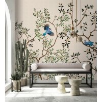 Merula Designtapete - Beige, Creme &amp; Gr&uuml;n,...