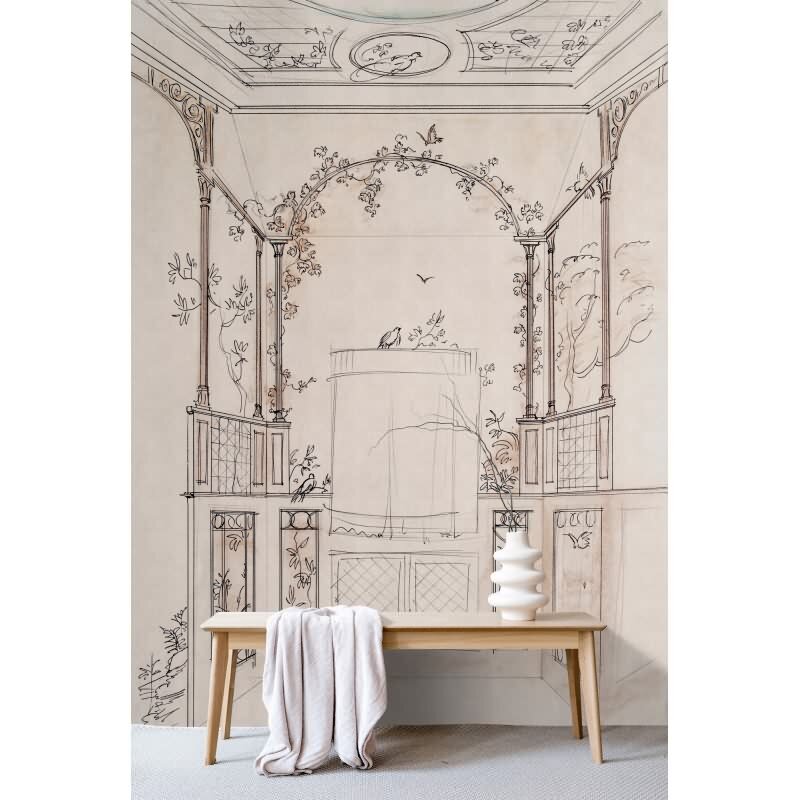 Pavillon - Beige, Creme & Schwarz, Anthrazit, Beigeiger Moderne Wandgestaltung mit vliestapete von AS-Creation (KG-177265)