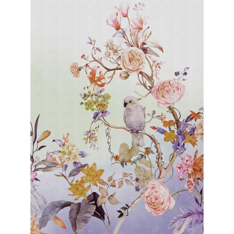 Paradise - Lila, Flieder & Braun, Orangeiger Digitaldruck-Vliestapete aus der Walls by Patel 4 Kollektion (KG-177266)