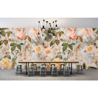 Rose Designtapete - Grau, Silber &amp; Rosa, Rose,...