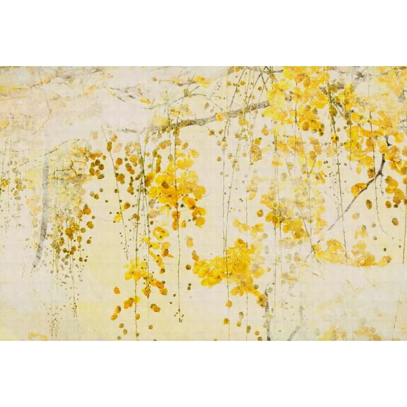 Taiyo Kunsttapete - Gelb & Beige, Creme, Grauiger blätter & zweige-Effekt in Vliestechnik von Walls by Patel 4 (KG-177272)