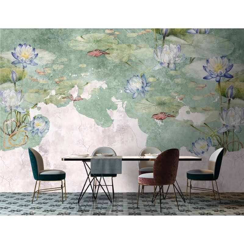 Lily - Grün & Grau, Silber, Blauiger Kunstvolle Vliestapete in vliestapete von AS-Creation (KG-177273)