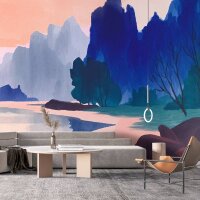 Aurora - Blau & Orange, Altrosaiger Kunstvolle...