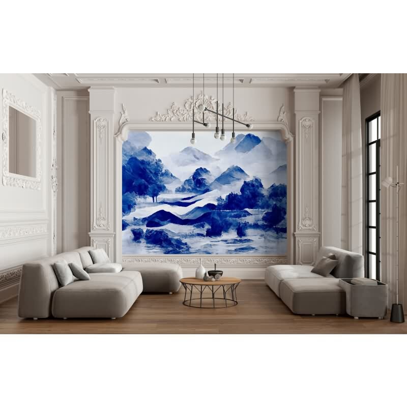 Tinterra 3 Designtapete - Blau & Weißiger landschaft-Muster fuer moderne Raeume von AS-Creation (KG-177292)