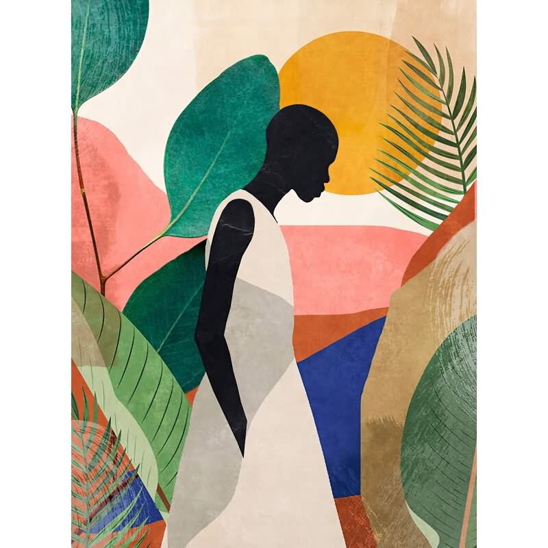 Nala - Beige, Creme & Pink, Schwarziger Digitaldruck-Vliestapete aus der Walls by Patel 4 Kollektion (KG-177298)