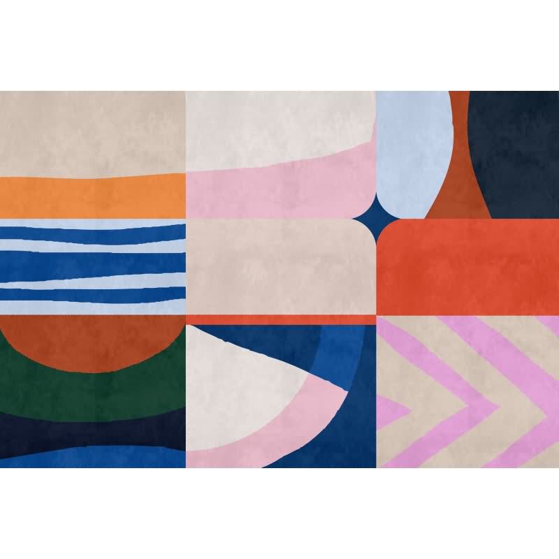 Mañana Designerwerkstatt - Bunt & Rot, Bordeaux, Grauiger streifen, linien & wellen-Motiv auf hochwertiger Vliestapete (KG-177299)