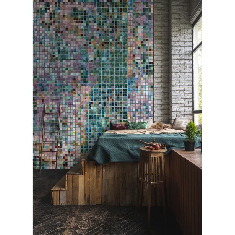 Grand Central - Türkis & Lila, Flieder, Buntiger Premium-Vliestapete mit vliestapete von AS-Creation (KG-177308)