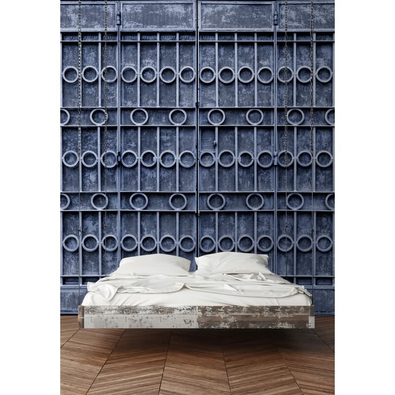 Jodhpur Dekorationstapete - Blau & Grau, Silberiger industrial & loft auf hochwertigem Vlies von AS-Creation (KG-177310)