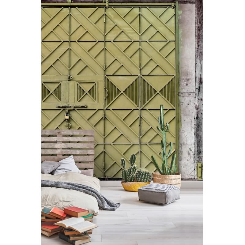 Agra Designerwerkstatt - Grüniger industrial & loft-Motiv auf hochwertiger Vliestapete (KG-177312)