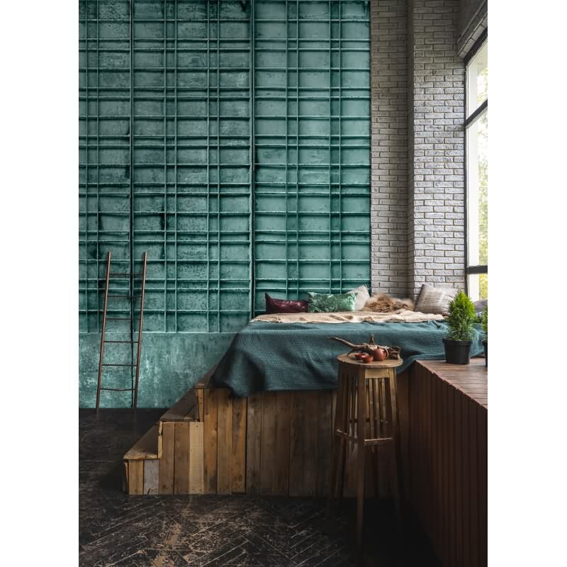 Bangalore - Türkis & Blauiger Premium-Vliestapete mit vliestapete von AS-Creation (KG-177313)