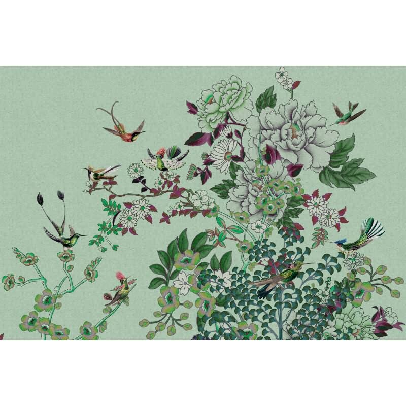 Madras 1 Designtapete - Grün & Grau, Silber, Lilaiger tiere-Muster fuer moderne Raeume von AS-Creation (KG-177317)