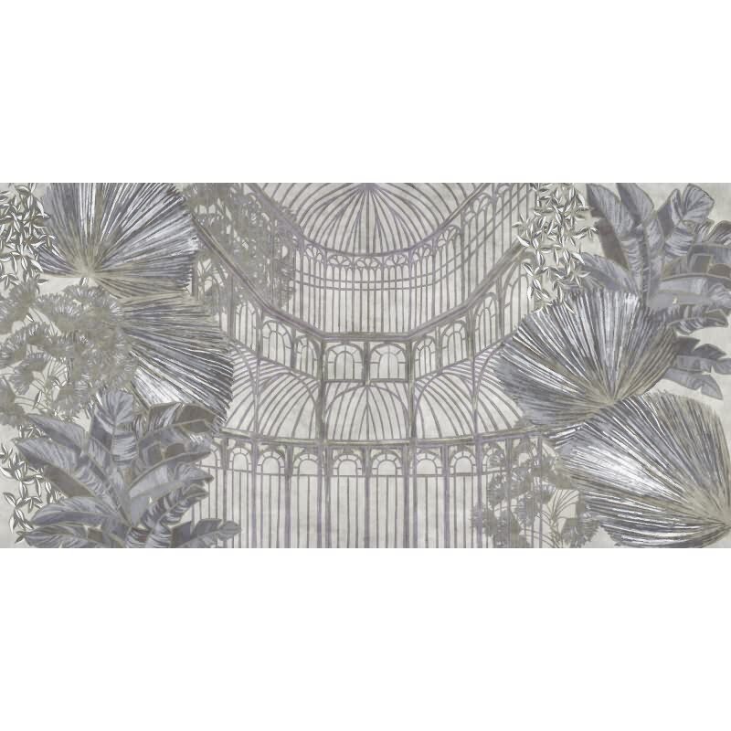Orangerie 1 Dekorationstapete - Grau, Silber & Blauiger botanical & dschungel auf hochwertigem Vlies von AS-Creation (KG-177319)