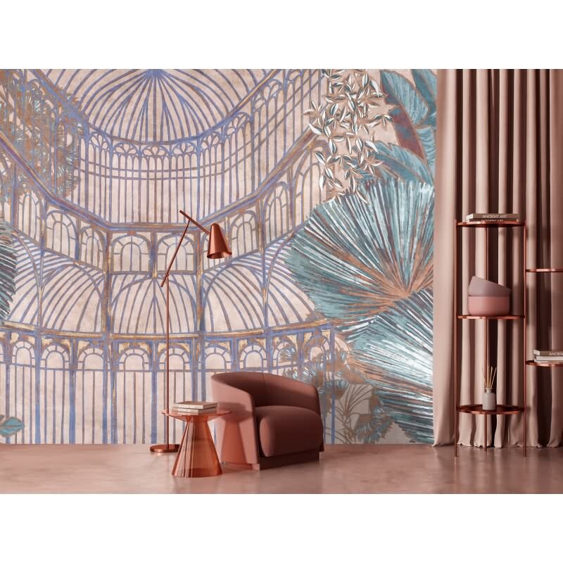 Orangerie 2 - Rosa, Rose & Blau, Beigeiger Premium-Vliestapete mit vliestapete von AS-Creation (KG-177320)
