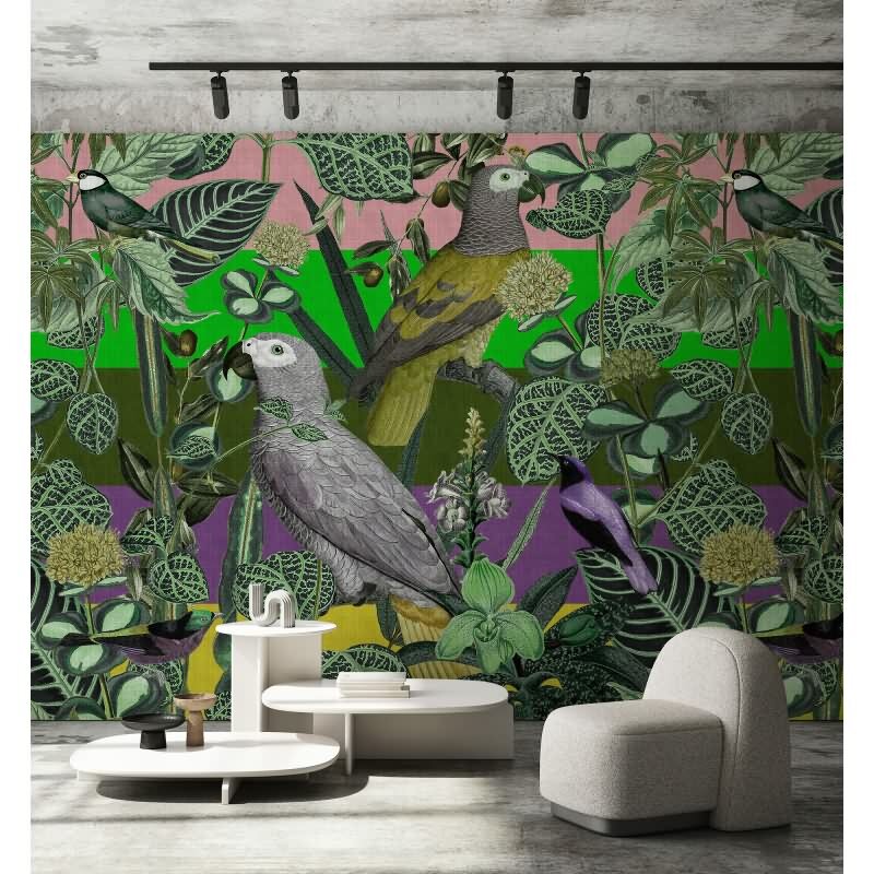 Amazona 2 - Bunt & Grün, Lilaiger Premium-Vliestapete mit vliestapete von AS-Creation (KG-177322)