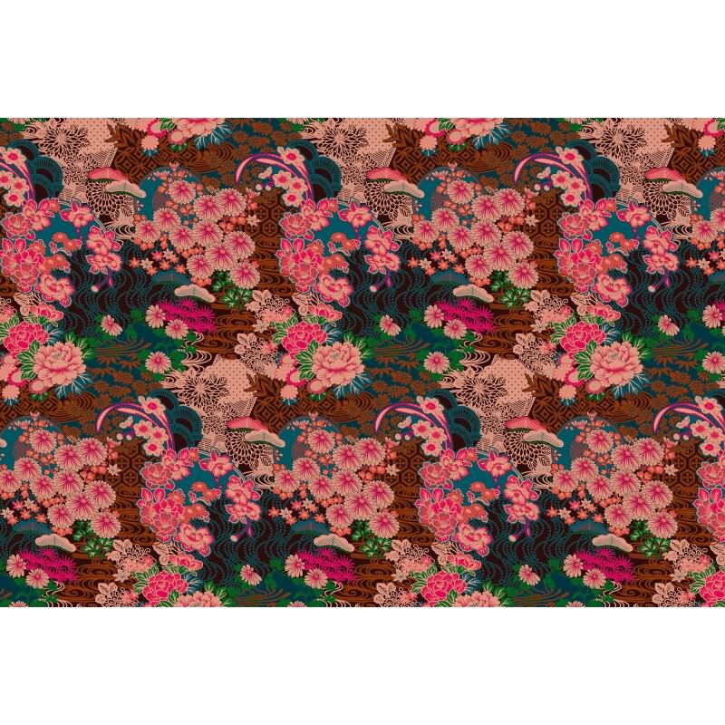 Kimo 1 - Bunt & Pink, Blauiger Digitaldruck-Vliestapete aus der Walls by Patel 4 Kollektion (KG-177323)