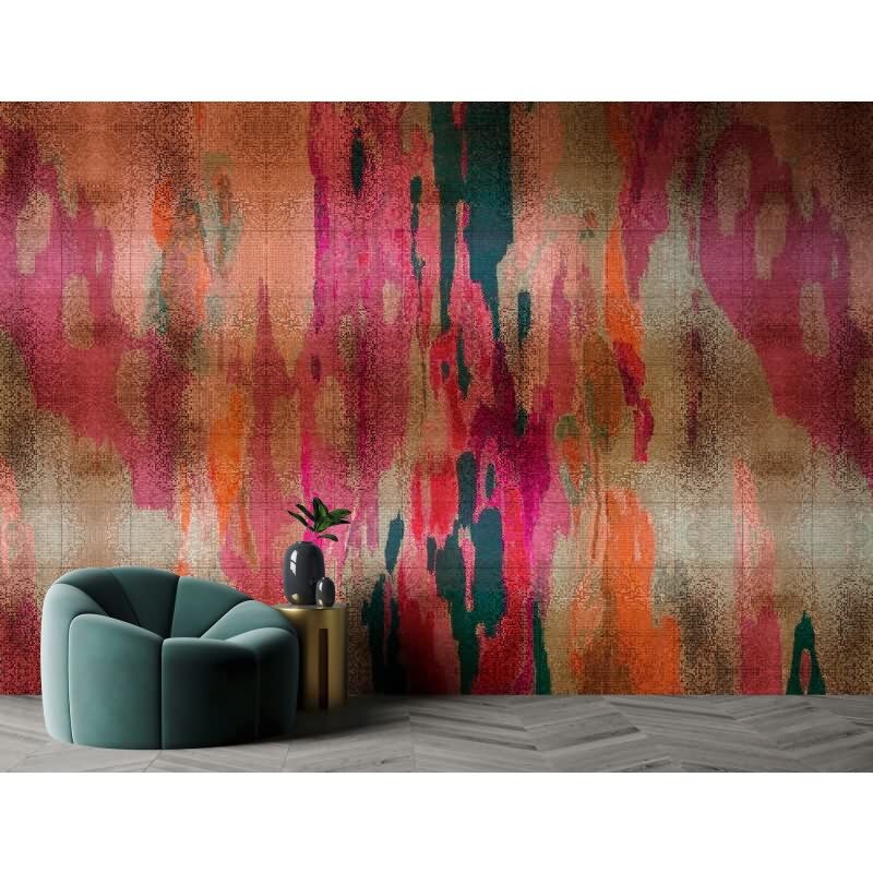 Marielle 2 - Pink & Grün, Orangeiger Moderne Wandgestaltung mit vliestapete von AS-Creation (KG-177326)