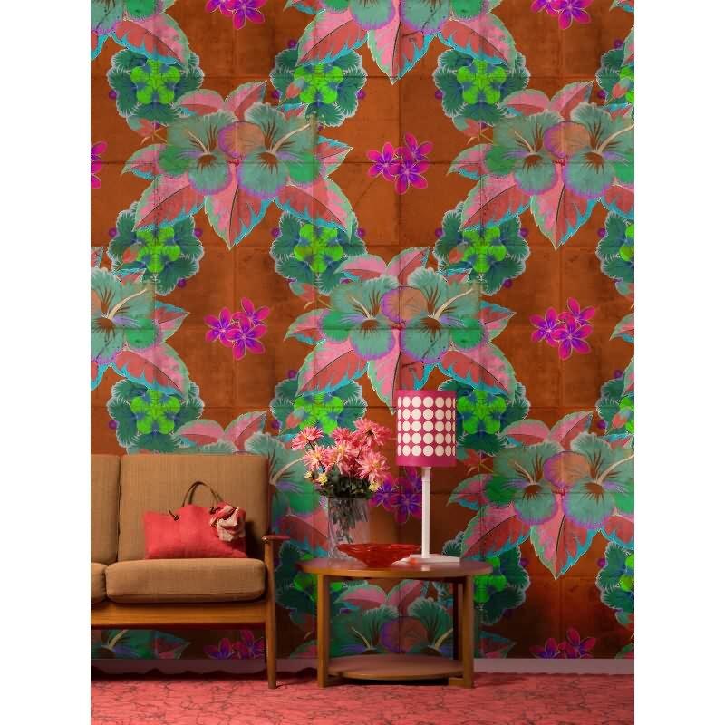 Pierre Dekorationstapete - Orange & Grün, Altrosaiger streifen, linien & wellen auf hochwertigem Vlies von AS-Creation (KG-177329)